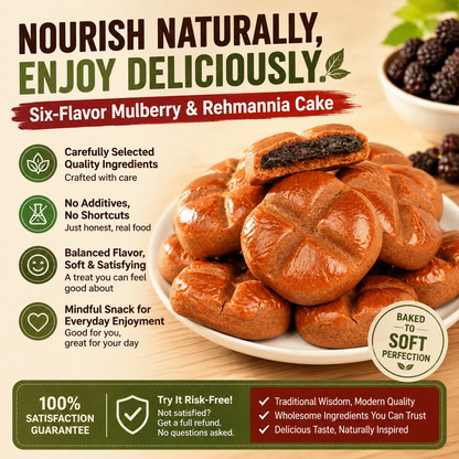 😋Six-Fruit Mulberry & Rehmannia Cake – 🍃 A delicious herbal-style snack inspired by traditional ingredients, perfect for your daily wellness routine and balanced lifestyle -QO