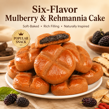 😋Six-Fruit Mulberry & Rehmannia Cake – 🍃 A delicious herbal-style snack inspired by traditional ingredients, perfect for your daily wellness routine and balanced lifestyle -QO