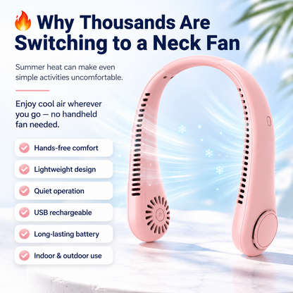 ⚡ 49% OFF Today – ❄️ Stay Cool Anywhere – New Portable Neck Fan | Hands-Free • Lightweight • USB Rechargeable-QO