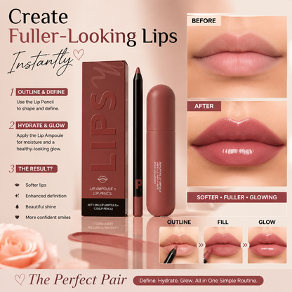 💋 LIP AMPOULE + LIP PENCIL 💋 Lip liner & essence set – Create plump, hydrated, long-lasting lips-FX