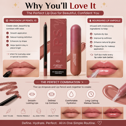 💋 LIP AMPOULE + LIP PENCIL 💋 Lip liner & essence set – Create plump, hydrated, long-lasting lips-FX