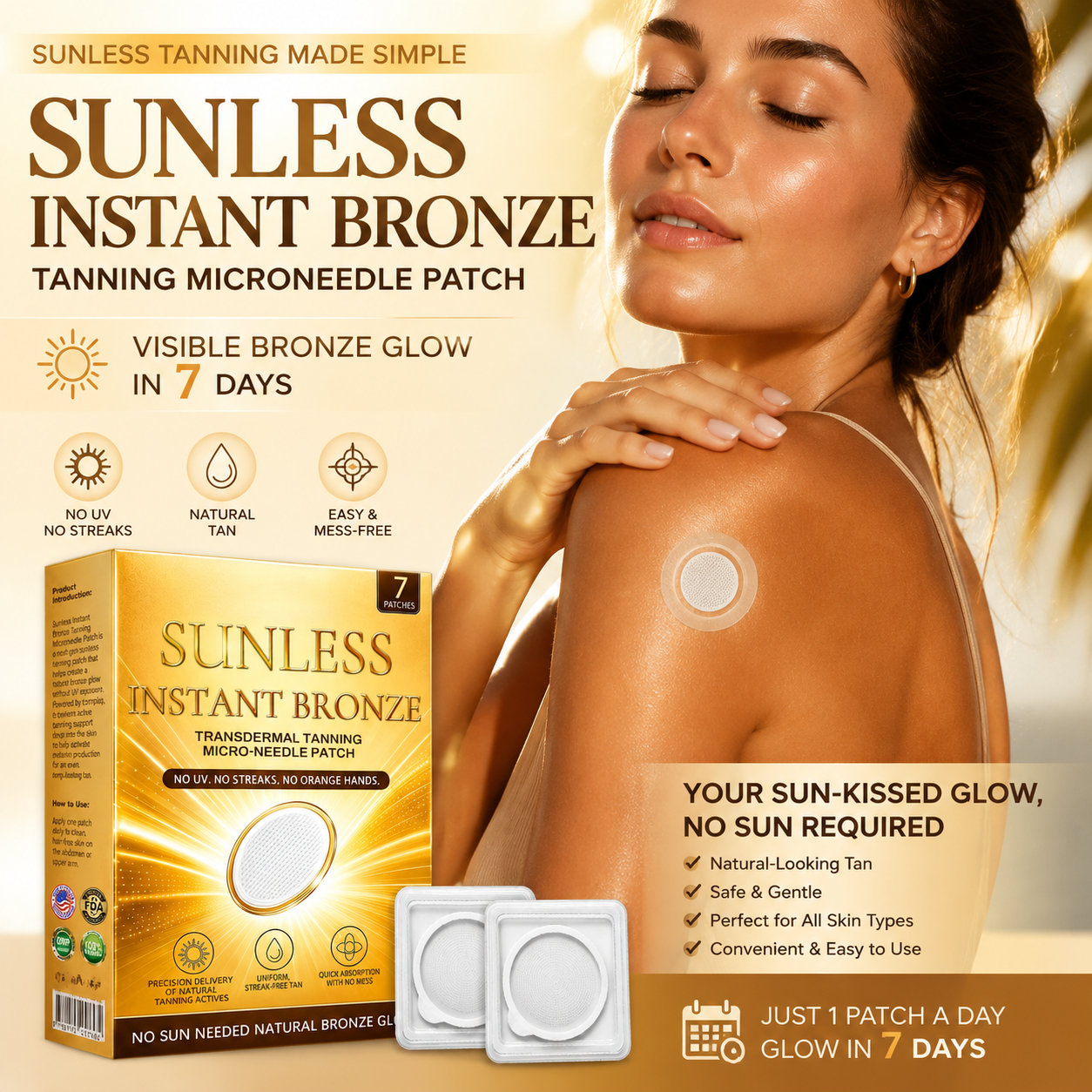 ☀️𝐒𝐮𝐧𝐥𝐞𝐬𝐬 𝐈𝐧𝐬𝐭𝐚𝐧𝐭 𝐁𝐫𝐨𝐧𝐳𝐞 𝐓𝐚𝐧𝐧𝐢𝐧𝐠 𝐌𝐢𝐜𝐫𝐨𝐧𝐞𝐞𝐝𝐥𝐞 𝐏𝐚𝐭𝐜𝐡 us 𝐕𝐢𝐬𝐢𝐛𝐥𝐞 𝐁𝐫𝐨𝐧𝐳𝐞 𝐆𝐥𝐨𝐰 𝐢𝐧 𝟕 𝐃𝐚𝐲𝐬-FX
