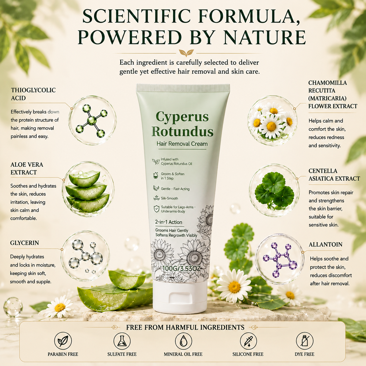 🌿Gentle Hair Removal Cream | For Women & Men, Sensitive Skin-FX