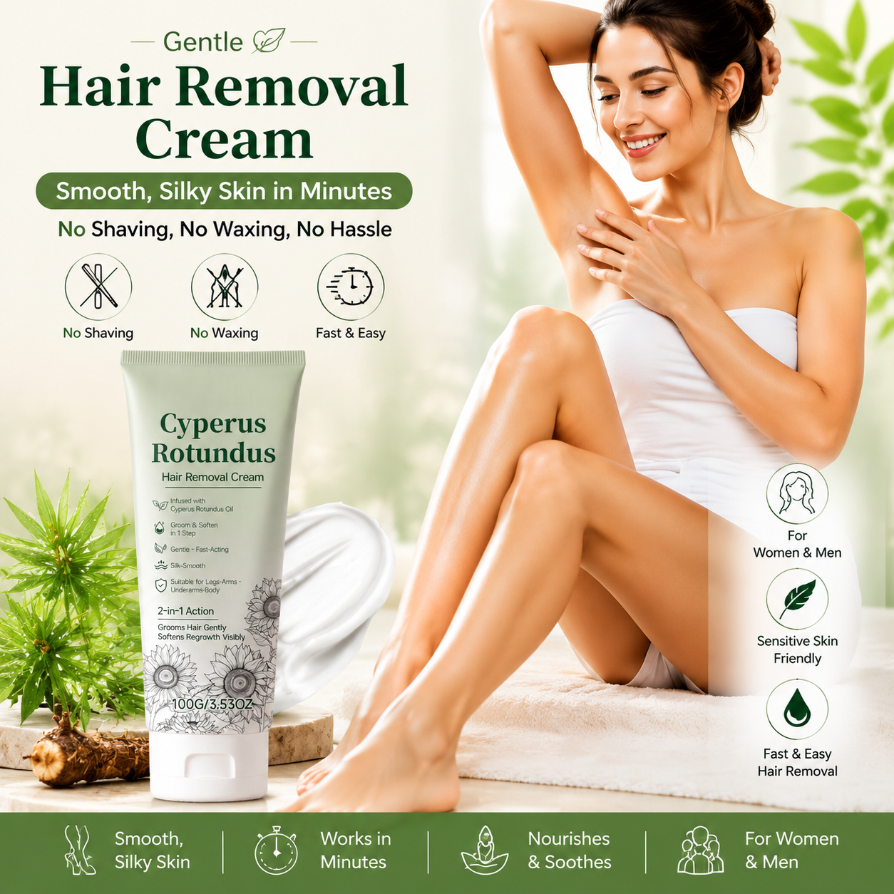 🌿Gentle Hair Removal Cream | For Women & Men, Sensitive Skin-FX
