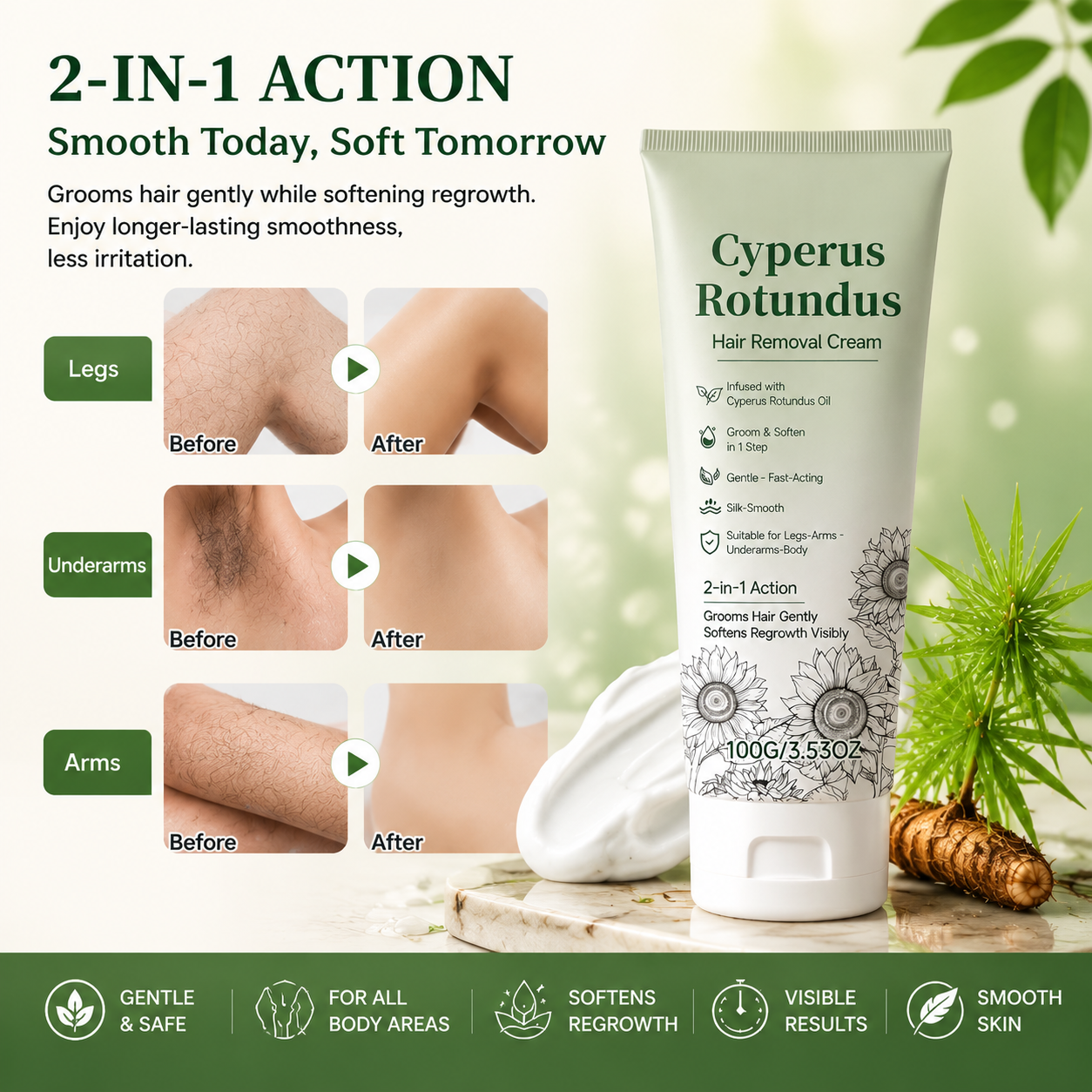 🌿Gentle Hair Removal Cream | For Women & Men, Sensitive Skin-FX