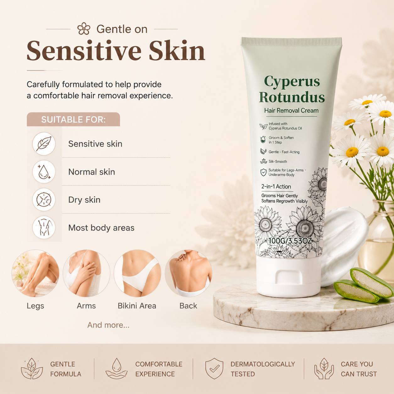 🌿Gentle Hair Removal Cream | For Women & Men, Sensitive Skin-FX