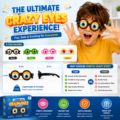 🤪👀 Kinetic Crazy Eyes Glasses – 🎉😂Funny Wiggly Eye Novelty Glasses for Parties, Costumes & Endless Laughs -FX