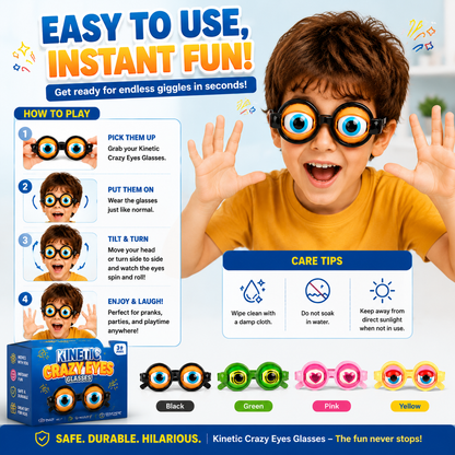 🤪👀 Kinetic Crazy Eyes Glasses – 🎉😂Funny Wiggly Eye Novelty Glasses for Parties, Costumes & Endless Laughs -FX