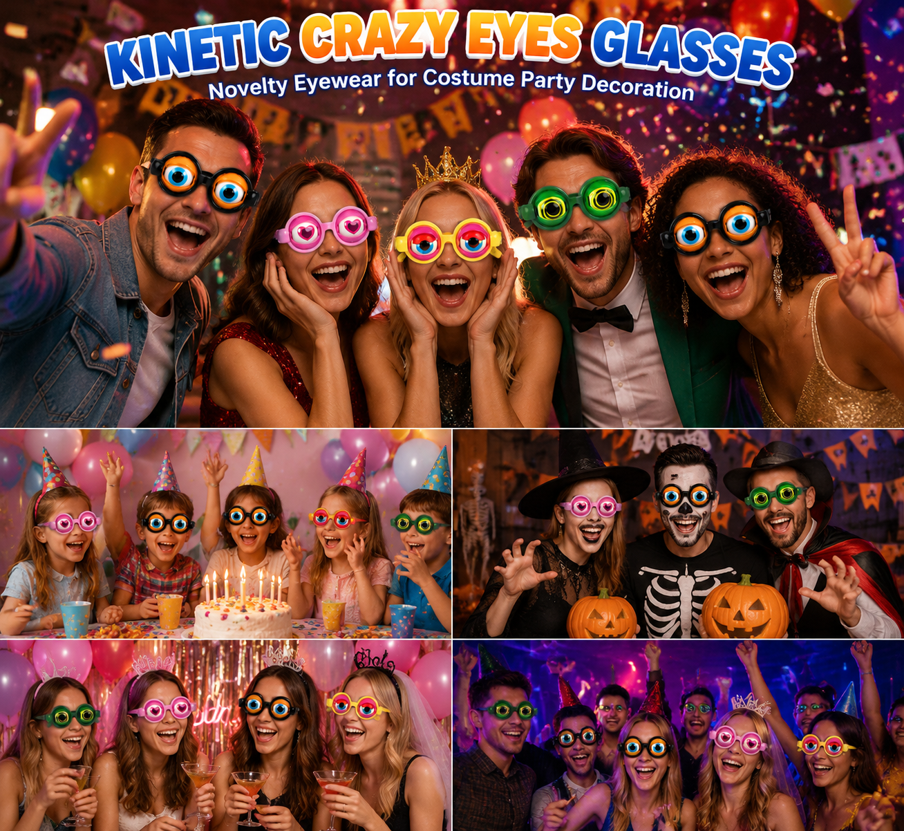 🤪👀 Kinetic Crazy Eyes Glasses – 🎉😂Funny Wiggly Eye Novelty Glasses for Parties, Costumes & Endless Laughs -FX