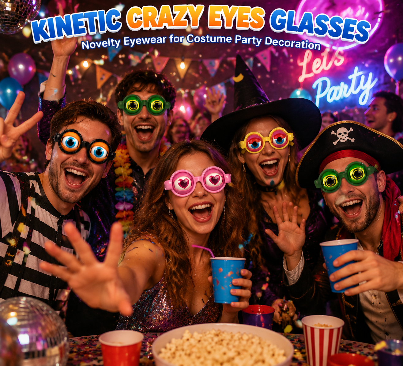 🤪👀 Kinetic Crazy Eyes Glasses – 🎉😂Funny Wiggly Eye Novelty Glasses for Parties, Costumes & Endless Laughs -FX
