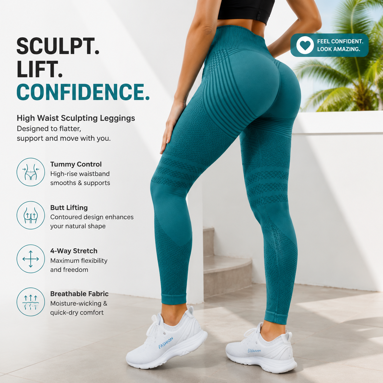 High-Waisted ✨ Yoga Leggings 🧘‍♀️ – Quick-Dry 💦 Stretch Fit 💖 for Workout & Everyday Comfort-QR