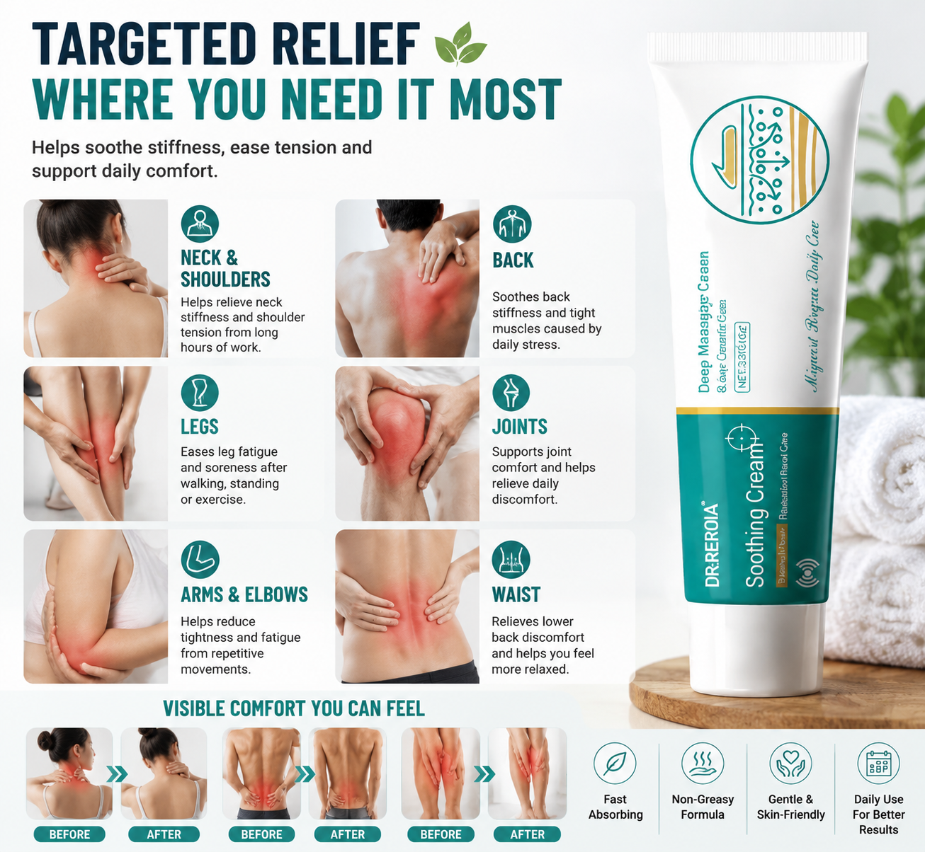 🌿💖 Deep Massage Care Cream🌿💆‍♂️ –Daily Comfort Care for Stiffness, Tension & Dry Skin-FX