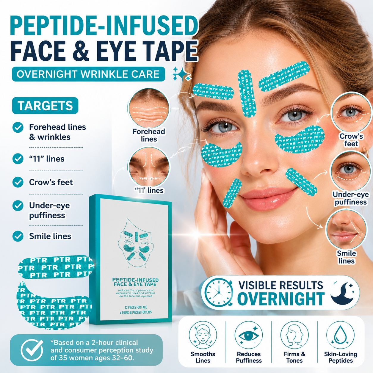 [NEW] Peter Thomas Roth Peptide Skinjection Peptide Infused Face + Eye Tape -QO
