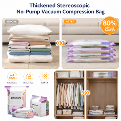 Thickened Stereoscopic No-Pump Vacuum Compression Bag - QO
