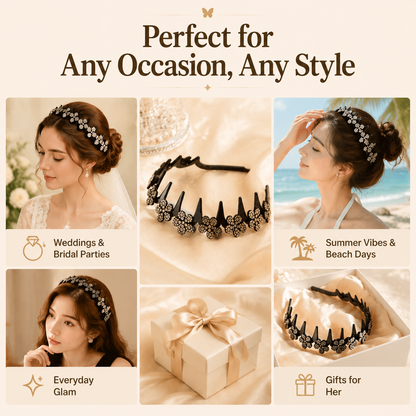 ✨ Wavy Butterfly Headband Set – Non‑Slip, Sparkling, 4 Colors-QE