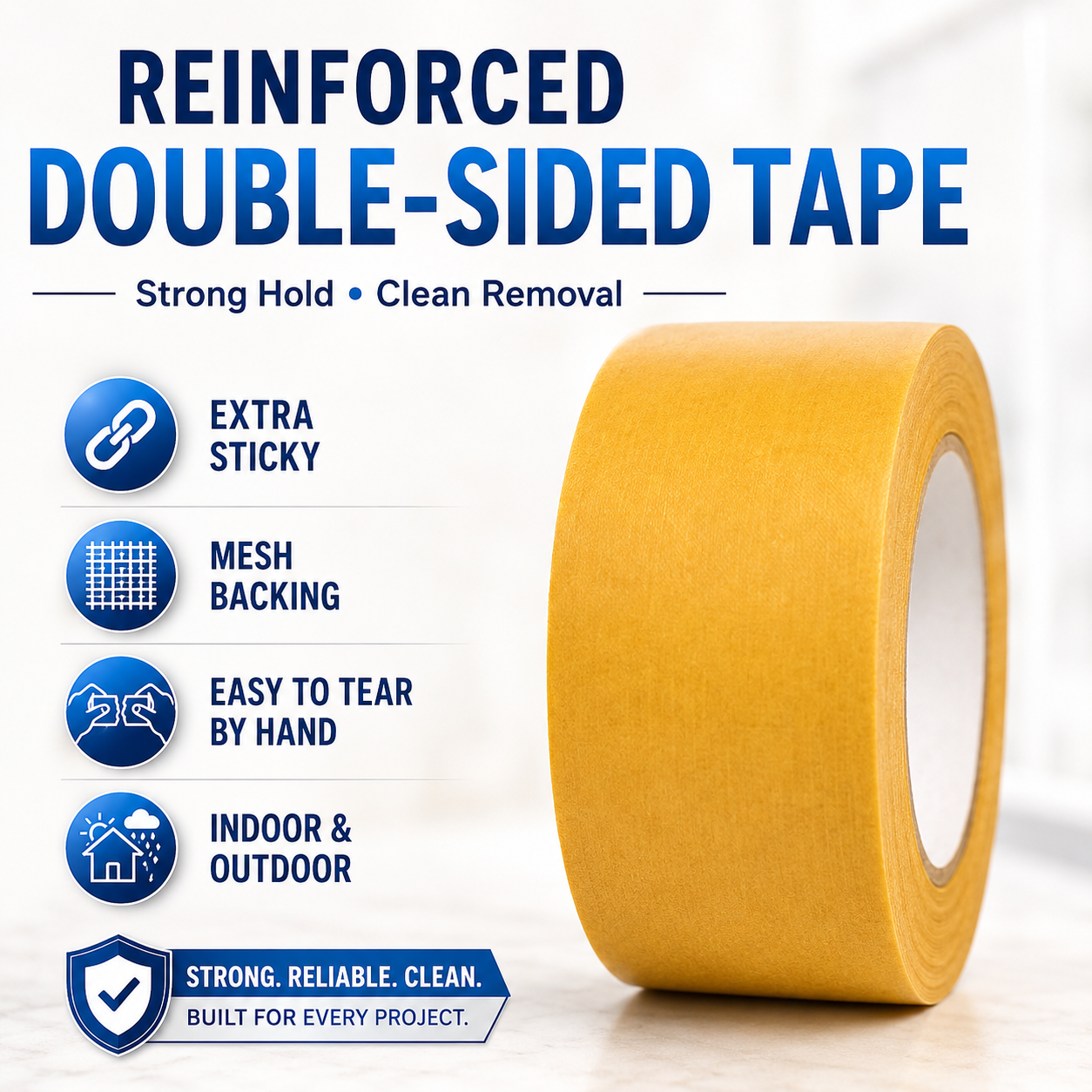 🔥 Waterproof Strong Double-Sided Tape | 📏 Adjustable Length | 💪 Extra Strong Hold for Home & DIY -QO