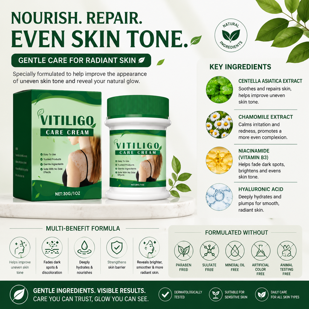 ✨ Skin Tone Evening Care Cream 🌿 – Helps Improve the Appearance of Uneven Skin Tone 💖-QR