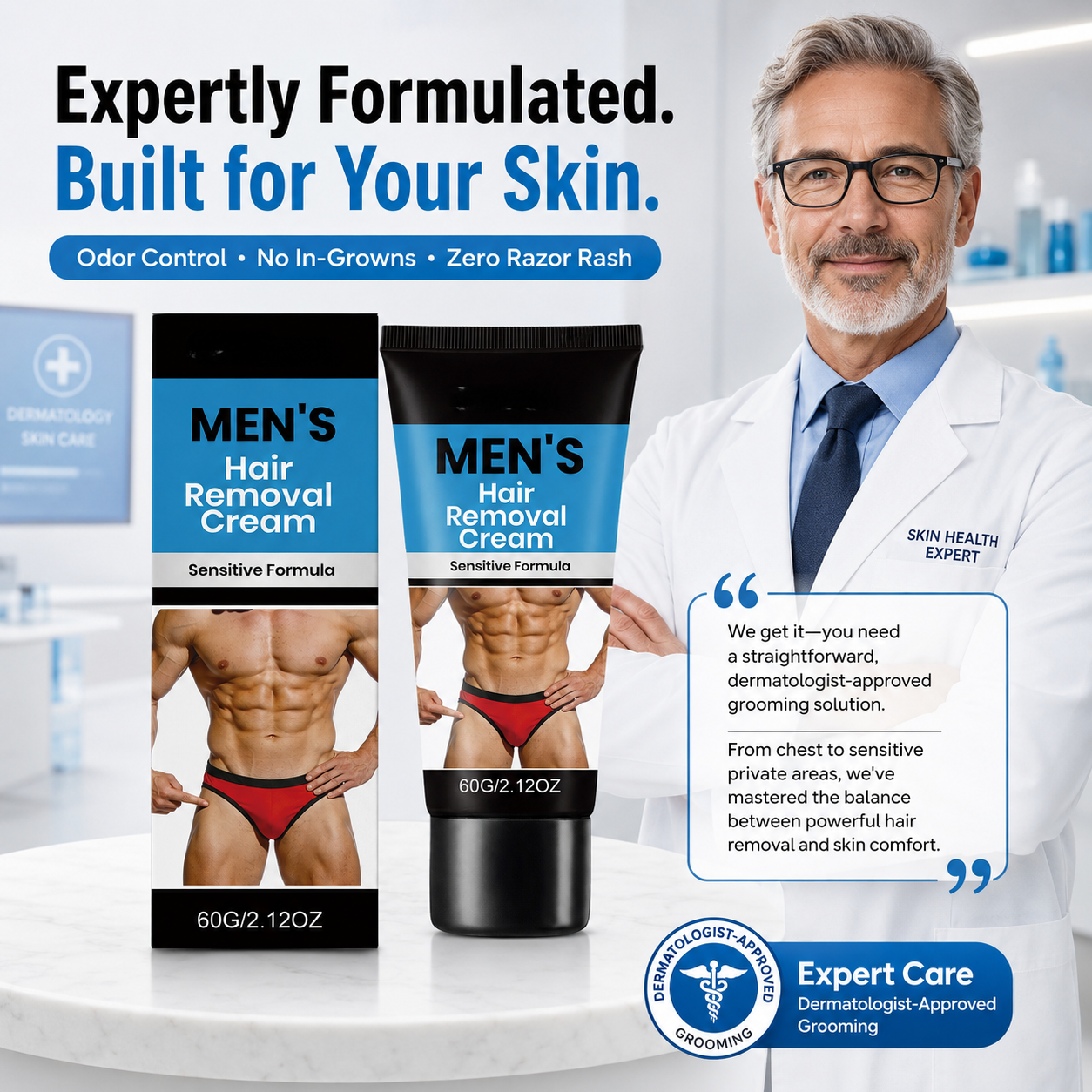🔥 Men’s Fast-Acting Hair Removal Cream | Smooth Skin in Minutes, No Razor Burn-QO