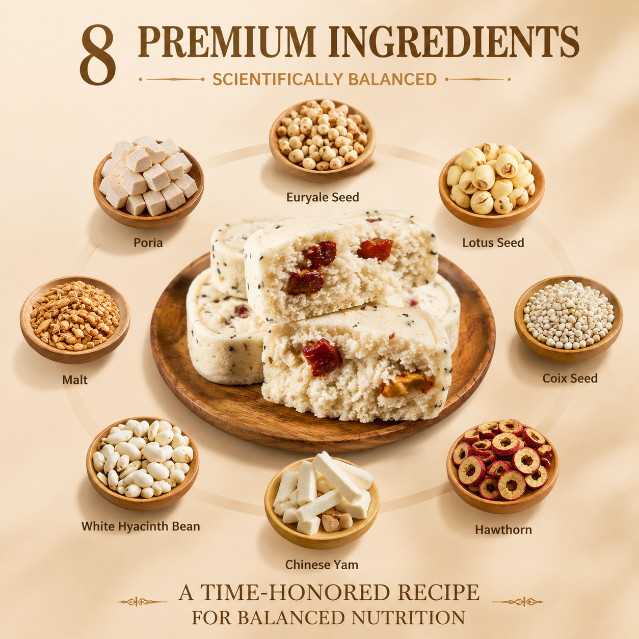 Red Date & Chinese Yam Ba Zhen Cake – Traditional Recipe, 8 Premium Ingredients, Healthy Meal Replacement-QE