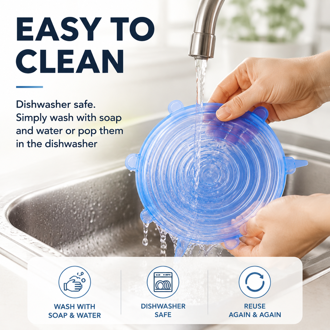 🥣 Food-Grade Silicone Stretch Lids – 6-Piece Reusable Universal Bowl Covers-QE
