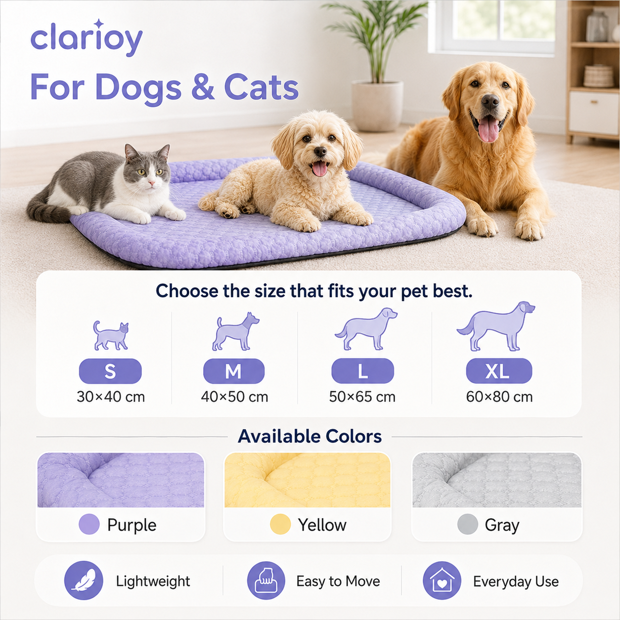 Pet Cooling Pad Mat for Dogs and Cats - Ice Silk Summer Cool Bed Blanket in Gradient Colours-QO