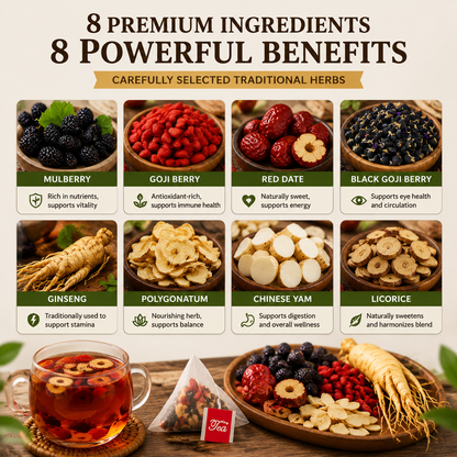 🏆 Vitality Ginseng Mulberry Wolfberry Herbal Tea 🍵 Natural Daily Wellness & Energy Support-FX