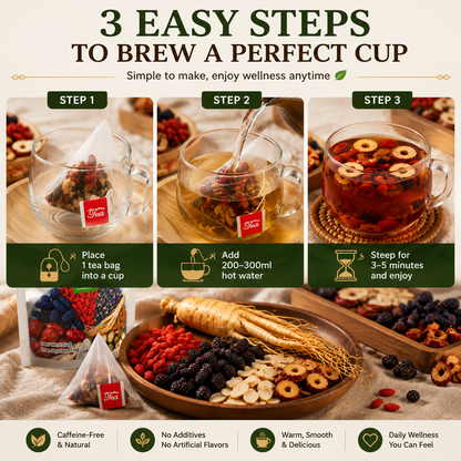 🏆 Vitality Ginseng Mulberry Wolfberry Herbal Tea 🍵 Natural Daily Wellness & Energy Support-FX