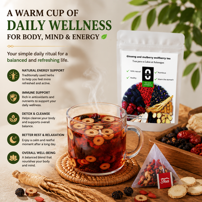 🏆 Vitality Ginseng Mulberry Wolfberry Herbal Tea 🍵 Natural Daily Wellness & Energy Support-FX