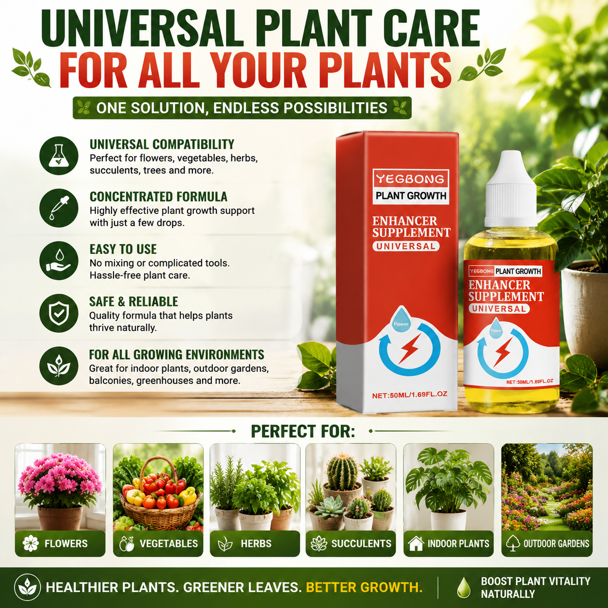 🌿Universal Plant Growth Enhancer 🌱 Concentrated Liquid Formula for Strong Roots, Faster Growth & Vibrant Green Plants-FX