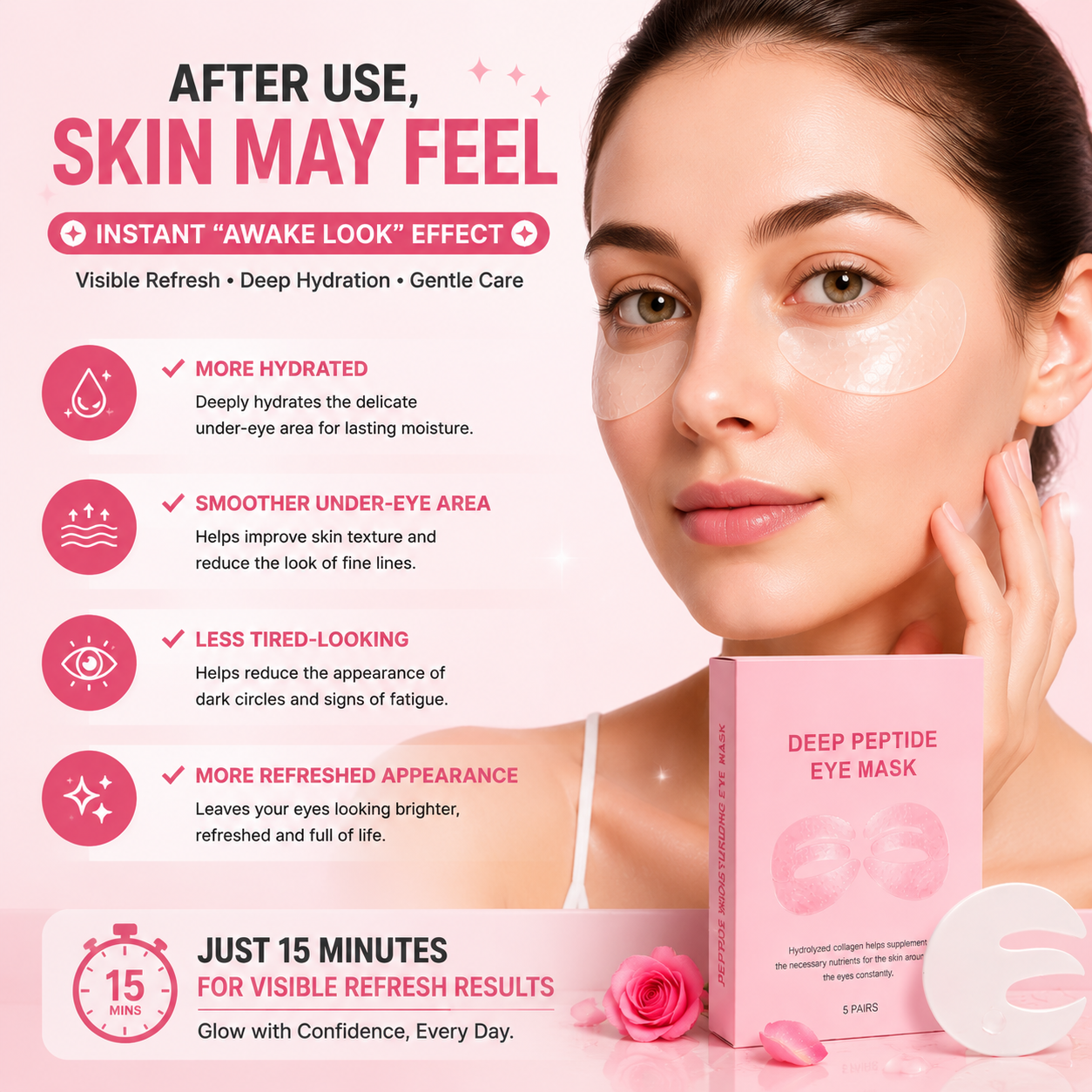 Deep Peptide Eye Mask 👁✨  Hydrating Under Eye Patches for Dark Circles, Puffiness & Fine Lines-FX