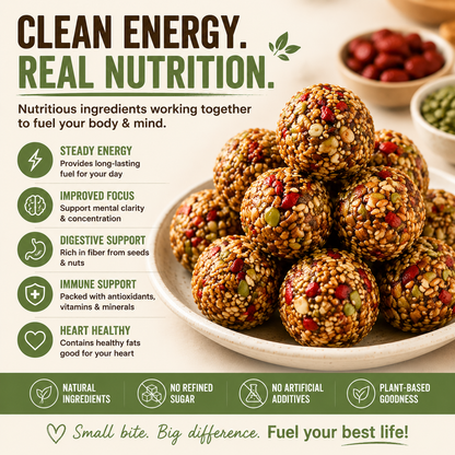 Natural Energy Balls 🌰⚡ Clean Superfood Snack with Nuts, Seeds & Red Dates  No Sugar Crash Healthy Energy Bites-FX
