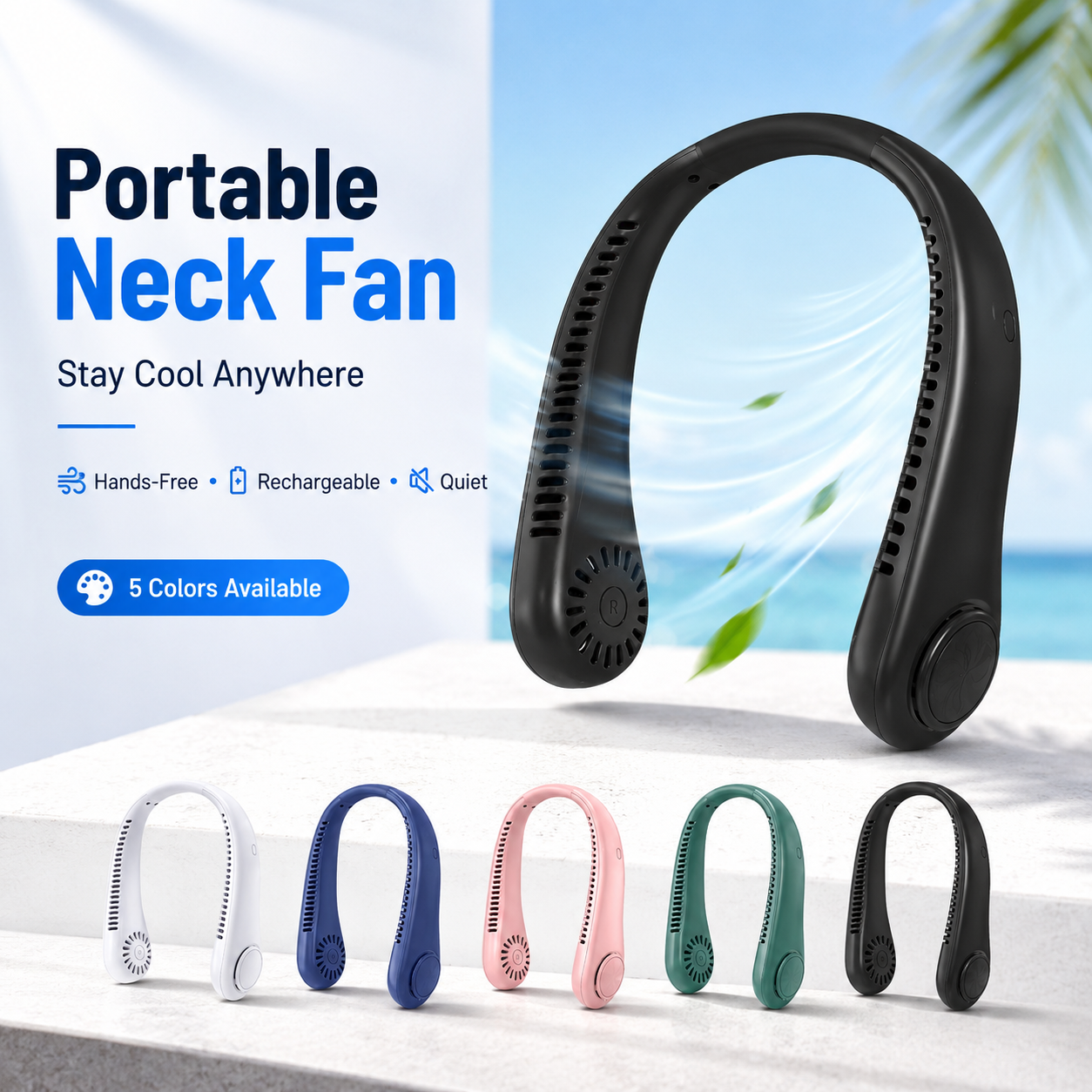 ⚡ 49% OFF Today – ❄️ Stay Cool Anywhere – New Portable Neck Fan | Hands-Free • Lightweight • USB Rechargeable-QO