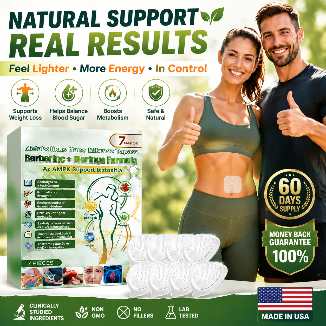 Moringa · Berberine × NAD+ 10-in-1 Advanced Nano Microneedle Patch -QO
