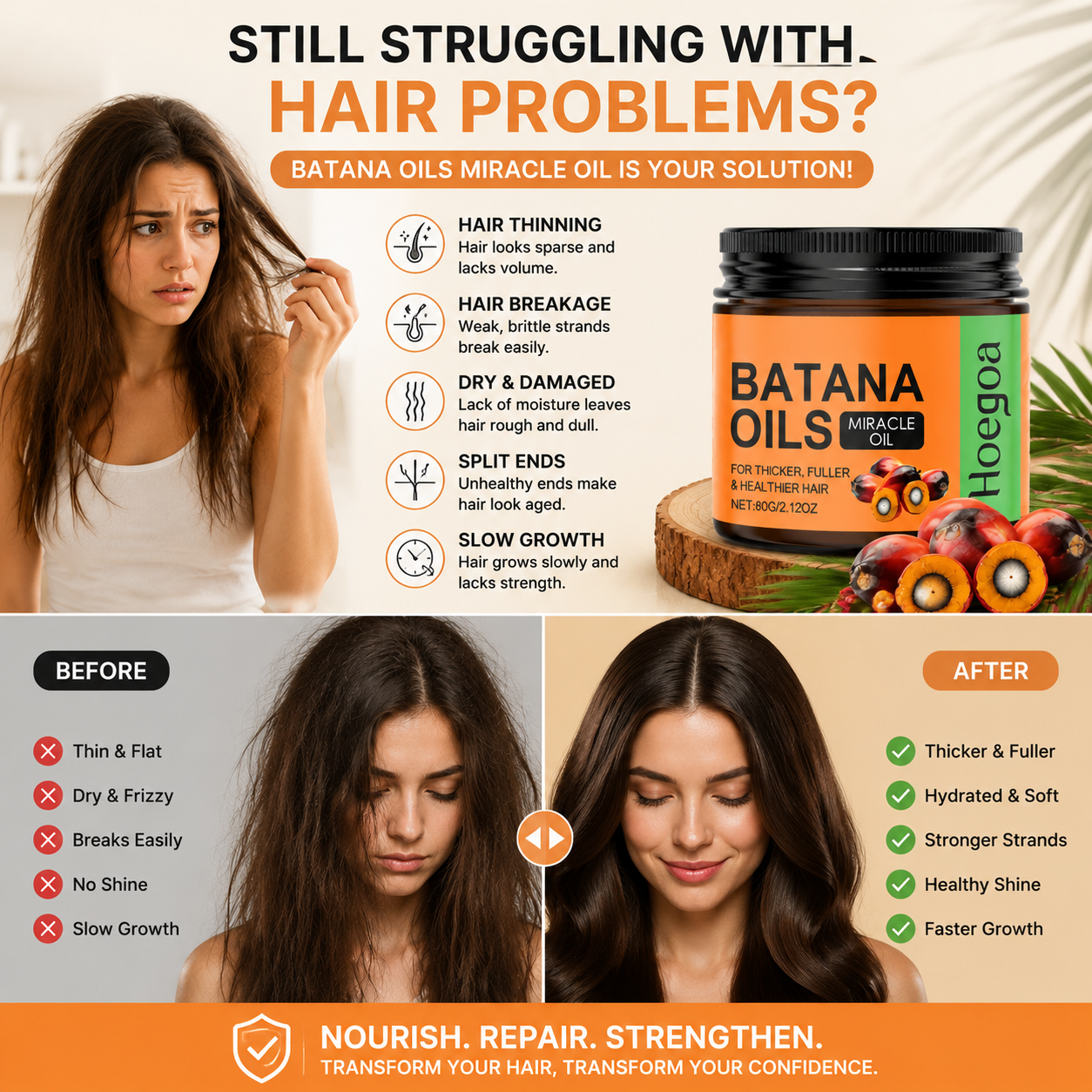 Batana Oil 🌿 Hair Treatment ✨ – Deep Nourishing Care 💖 for Soft, Healthy-Looking Hair 🌸-QR