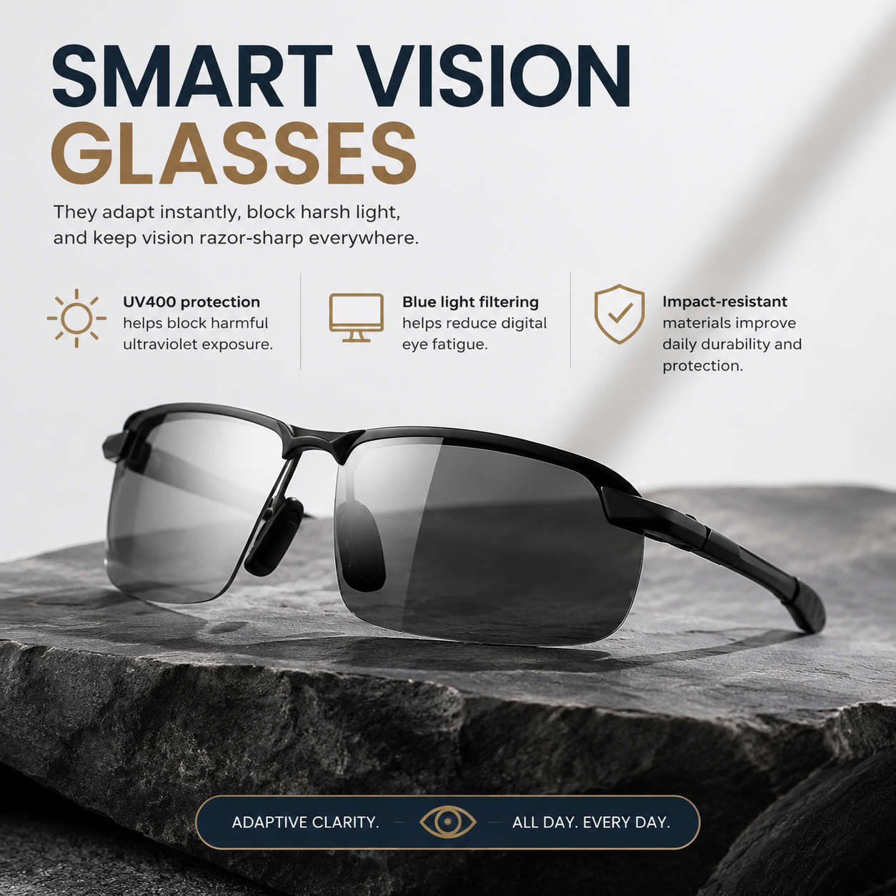 🕶️Smart Vision Glasses – Anti-Glare UV Protection with Infrared Night Vision & Impact-Resistant Lenses-QE