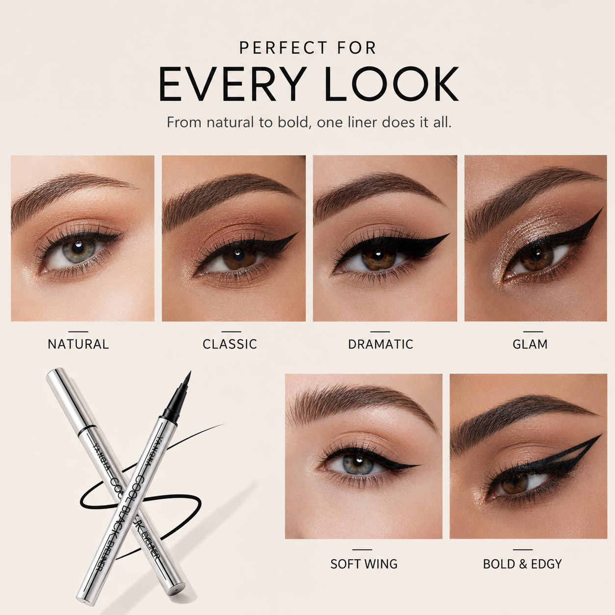 Long-lasting eyeliner -lightweight, waterproof,vegan,cruelty-free,24-hour smooth application-QE