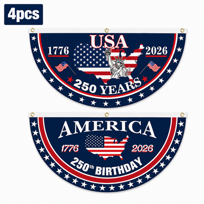 🗽USA 250th Anniversary Flag Half Round Banner🦅-QE