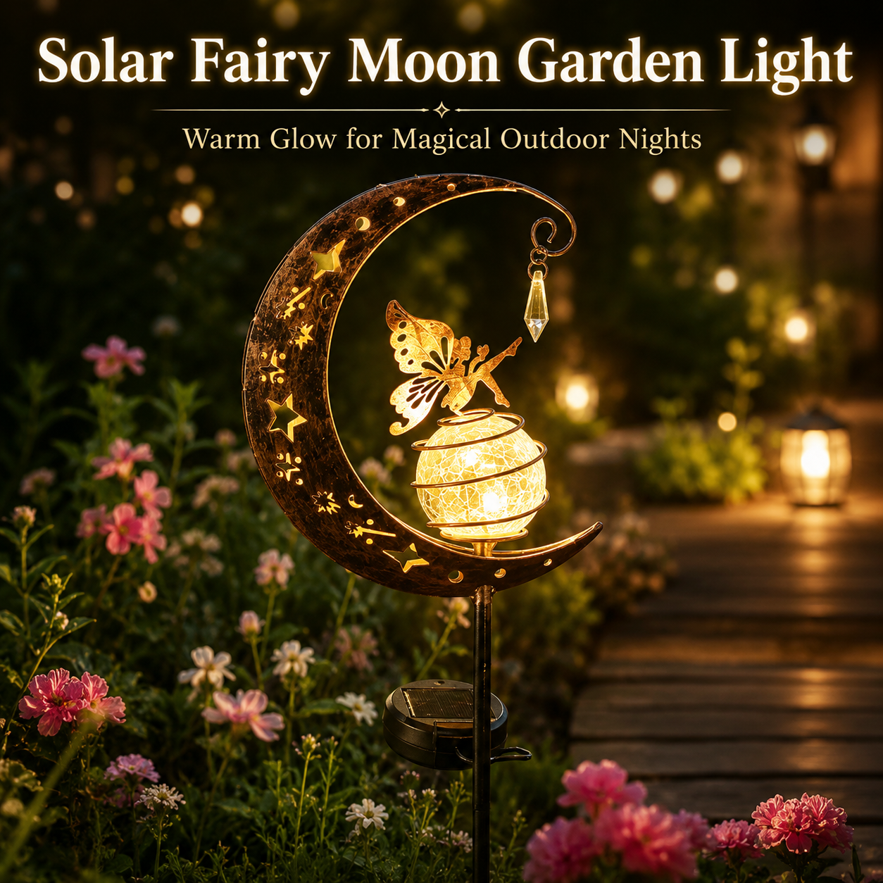 🌙🧚 Solar Moon Fairy Garden Stake Light – Enchanting Outdoor LED Yard Decor for Gardens, Patios & Pathways ✨🌿-FX