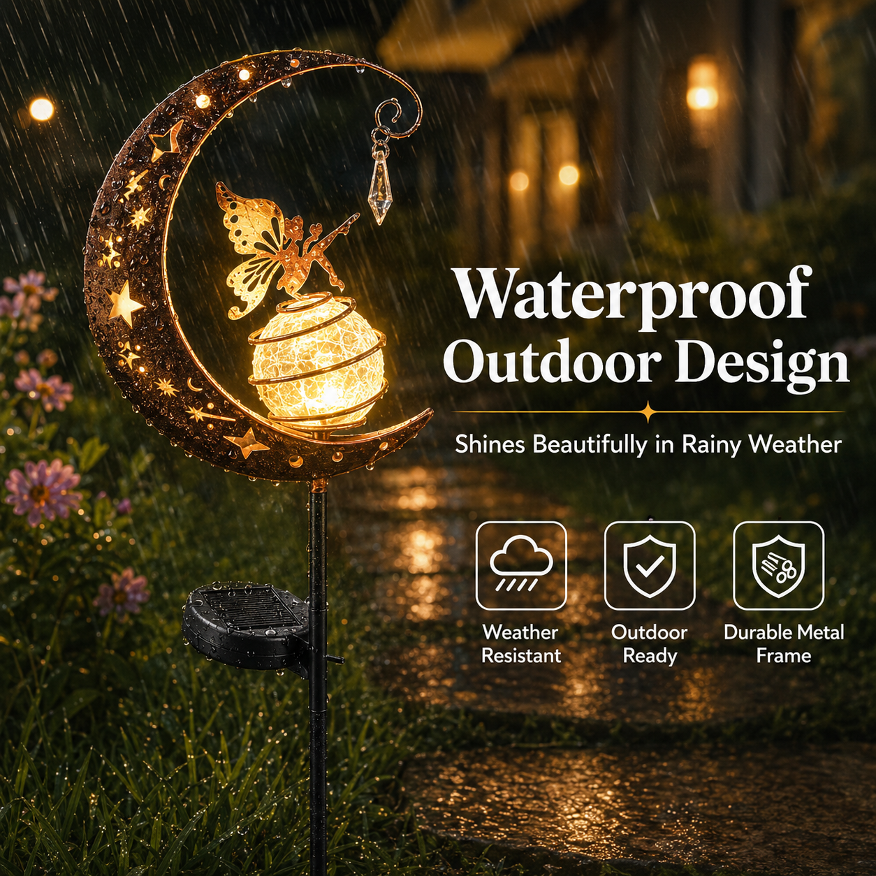 🌙🧚 Solar Moon Fairy Garden Stake Light – Enchanting Outdoor LED Yard Decor for Gardens, Patios & Pathways ✨🌿-FX