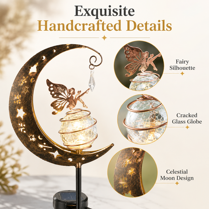 🌙🧚 Solar Moon Fairy Garden Stake Light – Enchanting Outdoor LED Yard Decor for Gardens, Patios & Pathways ✨🌿-FX