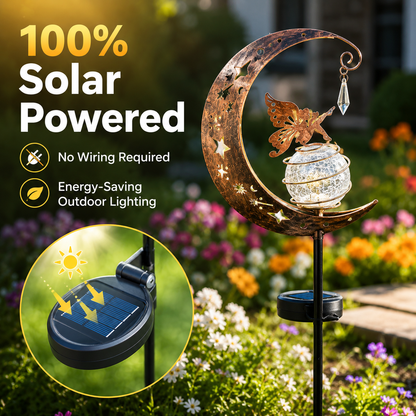 🌙🧚 Solar Moon Fairy Garden Stake Light – Enchanting Outdoor LED Yard Decor for Gardens, Patios & Pathways ✨🌿-FX