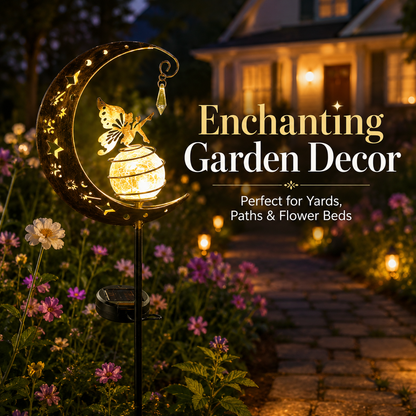 🌙🧚 Solar Moon Fairy Garden Stake Light – Enchanting Outdoor LED Yard Decor for Gardens, Patios & Pathways ✨🌿-FX