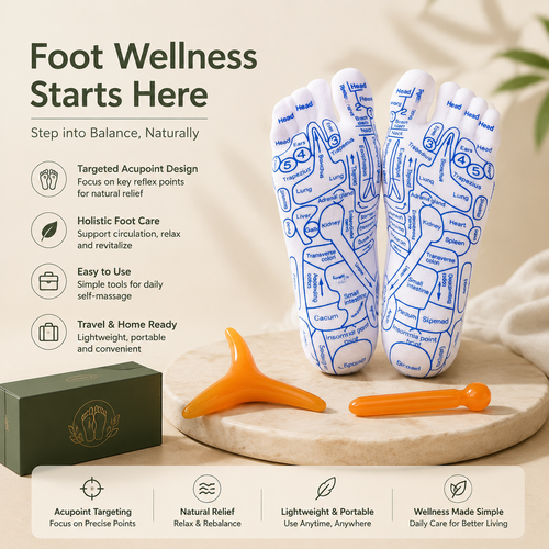 🦶 Foot Reflexology Socks & Massage Tool Set – Acupoint Targeting, Portable, 3‑Piece Kit-QE