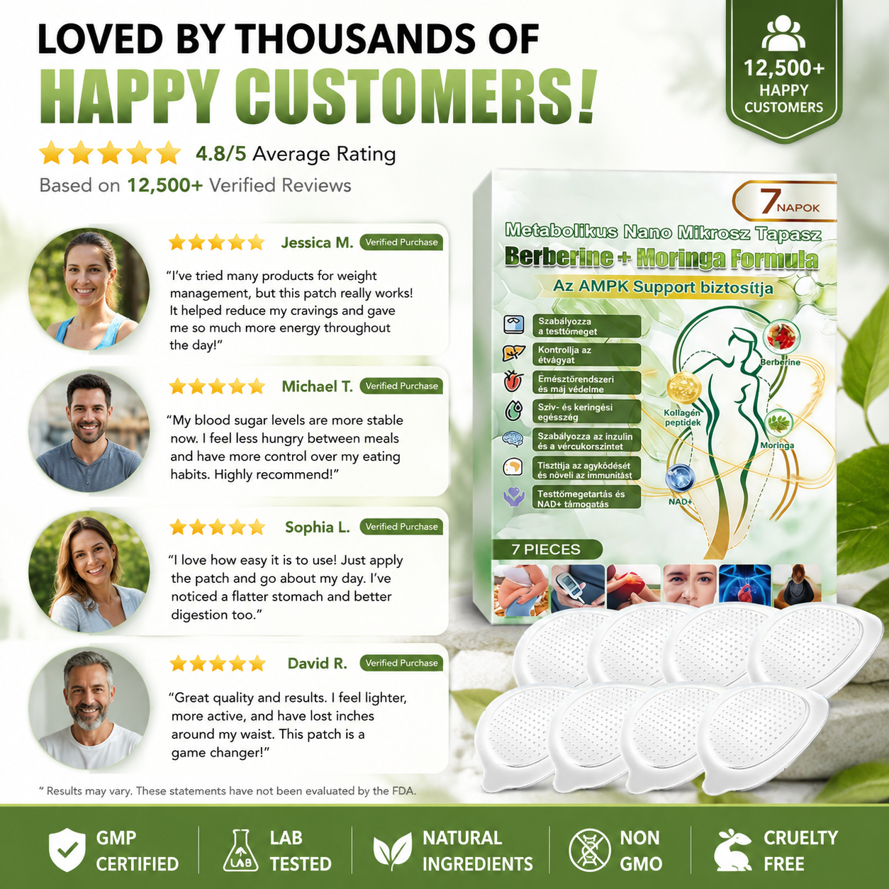 Moringa · Berberine × NAD+ 10-in-1 Advanced Nano Microneedle Patch -QO