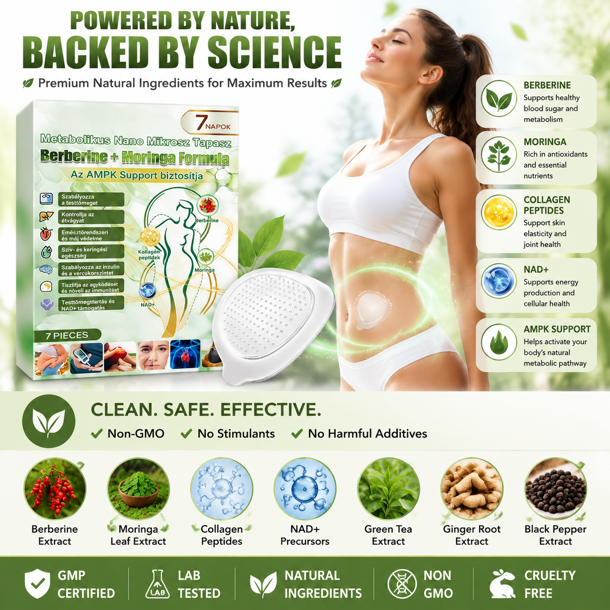 Moringa · Berberine × NAD+ 10-in-1 Advanced Nano Microneedle Patch -QO