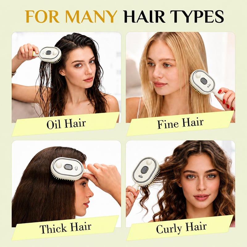 🌸💆‍♀️ Electric Spray Air Cushion Massage Comb | 💧 Nano-Mist (Essential Oil Compatible) -DW