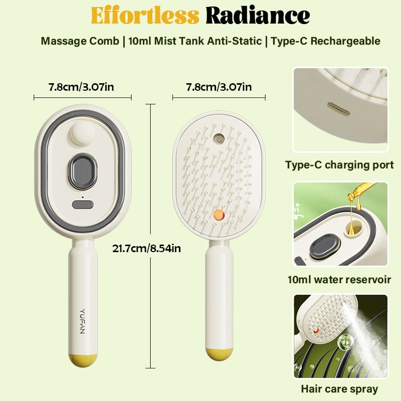 🌸💆‍♀️ Electric Spray Air Cushion Massage Comb | 💧 Nano-Mist (Essential Oil Compatible) -DW