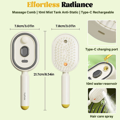 🌸💆‍♀️ Electric Spray Air Cushion Massage Comb | 💧 Nano-Mist (Essential Oil Compatible) -DW