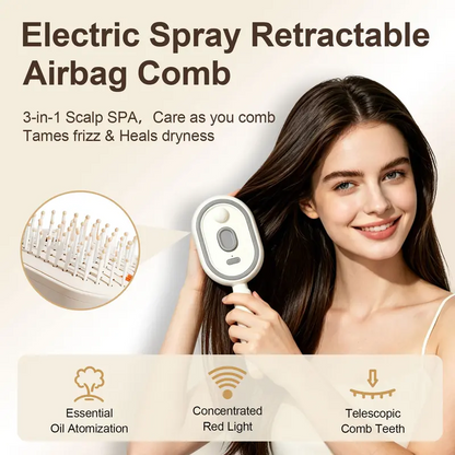 🌸💆‍♀️ Electric Spray Air Cushion Massage Comb | 💧 Nano-Mist (Essential Oil Compatible) -DW