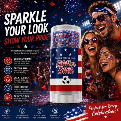 🦅4th of July Glitter Stick✨🔔Red, White & Blue Body & Hair Sparkle-QE